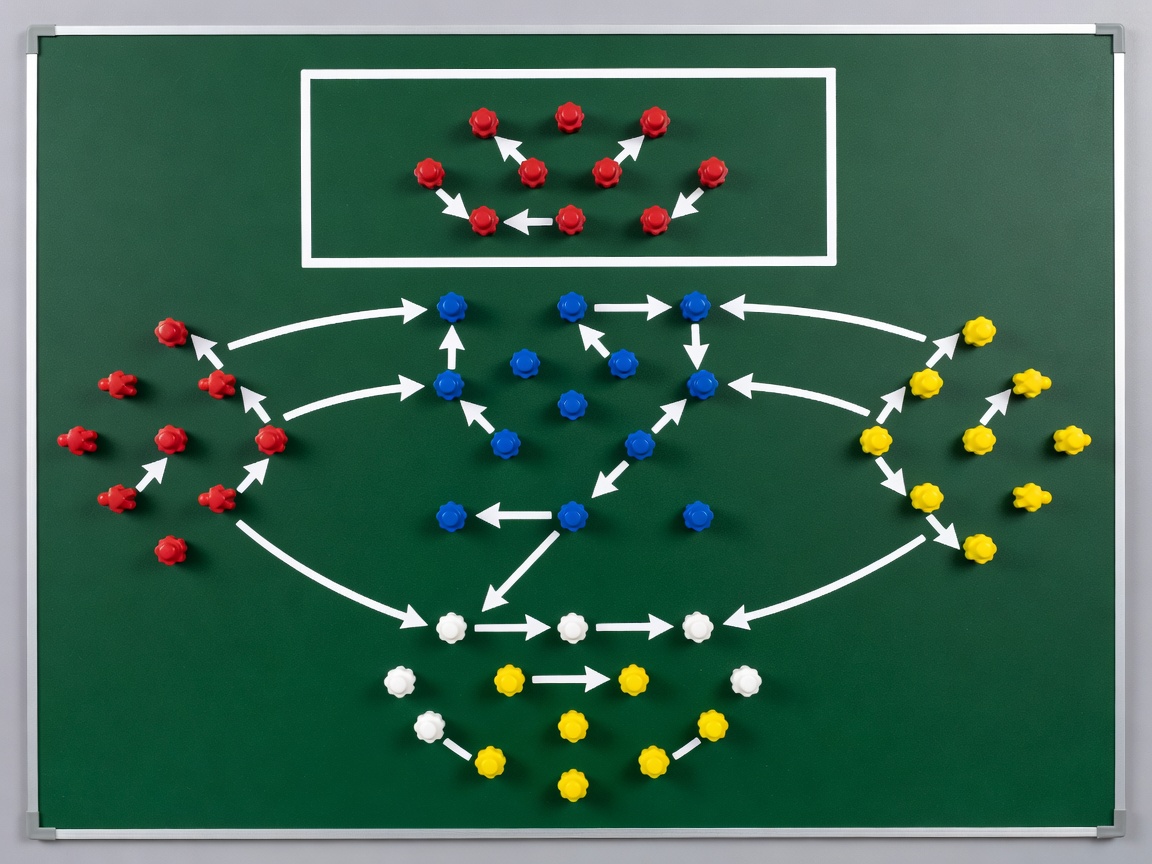 Tactical football board illustrating World Cup group stage group structure